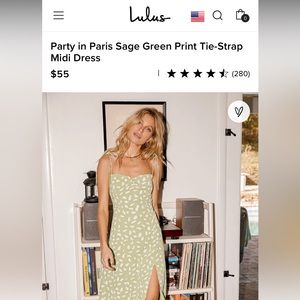 Lulus Party in Paris Sage Green Print Tie-Strap Midi Dress